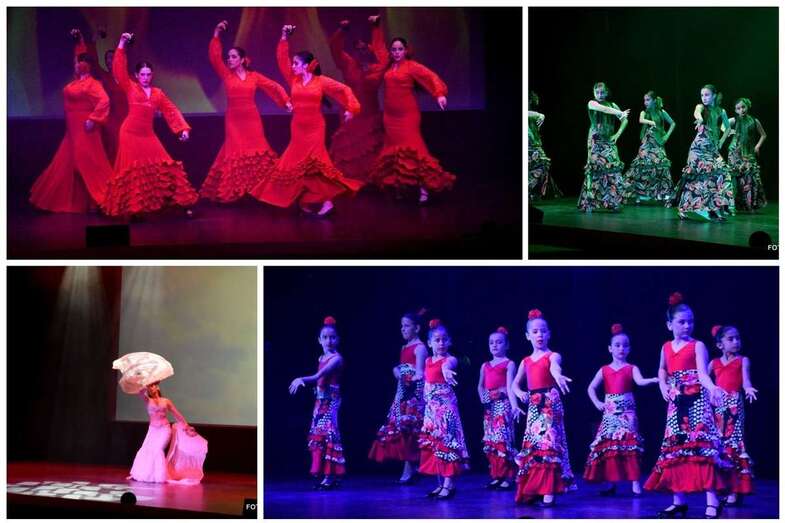 Diferentes momentos del espectáculo de anoche en el Teatro de Telde